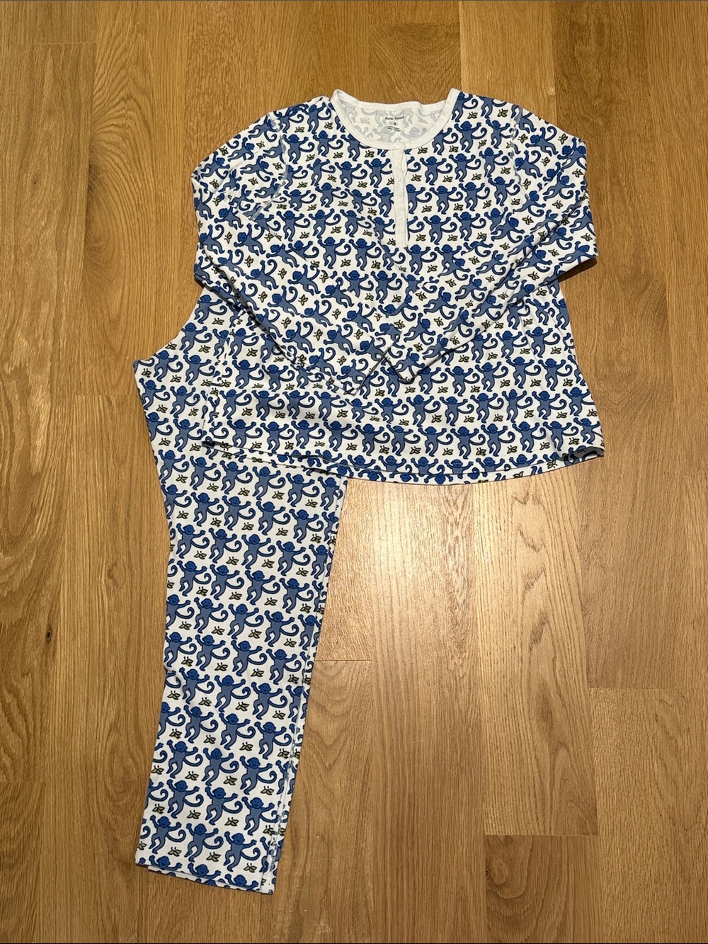 Roller Rabbit Women’s Blue Monkey Print Pajama Set - Cozy Cotton Two-Piece